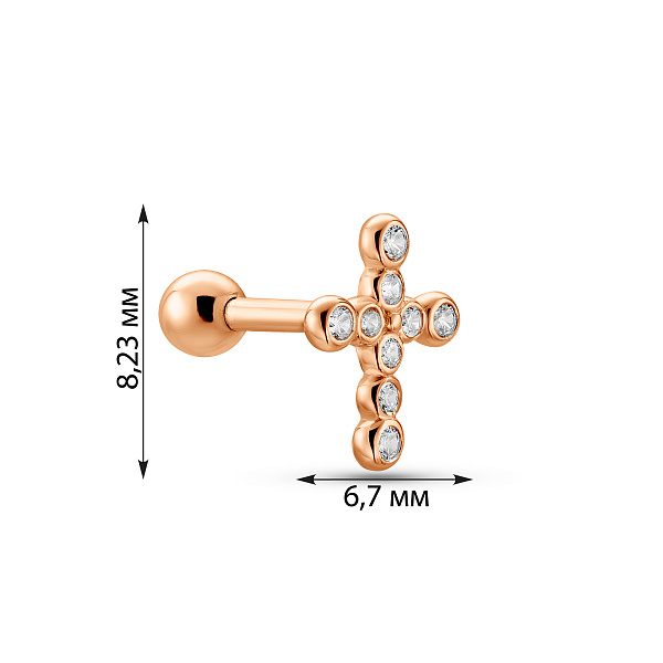 Золота одиночна сережка з хрестиками (арт. 1101228Я) – зображення 2