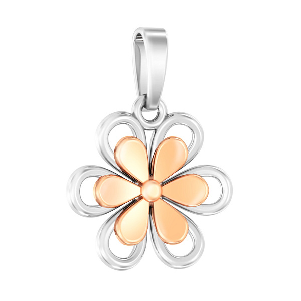 Подвеска Цветочек из белого и красного золота (арт. 441065бк) – изображение 1