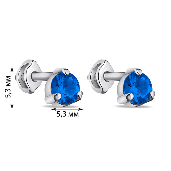 Серьги-пусеты из серебра с танзанитом (арт. 7518/557Тзнссп) – изображение 2