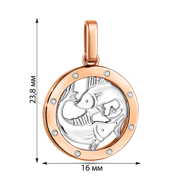 Золотой подвес Рыбы с фианитами (арт. 440675) – изображение 4