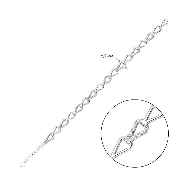 Серебряный массивный браслет с фианитами (арт. 7509/5459) – изображение 2