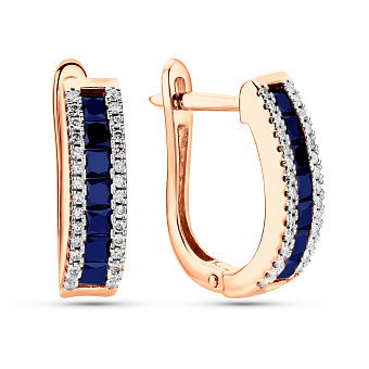 Фото Сережки з золота з сапфірами і діамантами (арт. 2190166201с)