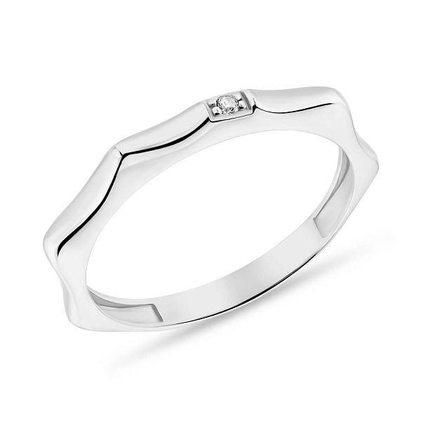 Тонкое кольцо из белого золота с фианитом (арт. 155284б) – изображение 1