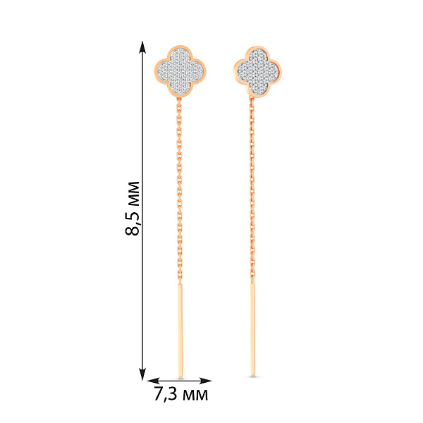 Золотые сережки-протяжки с фианитами (арт. 111238/1) – изображение 2