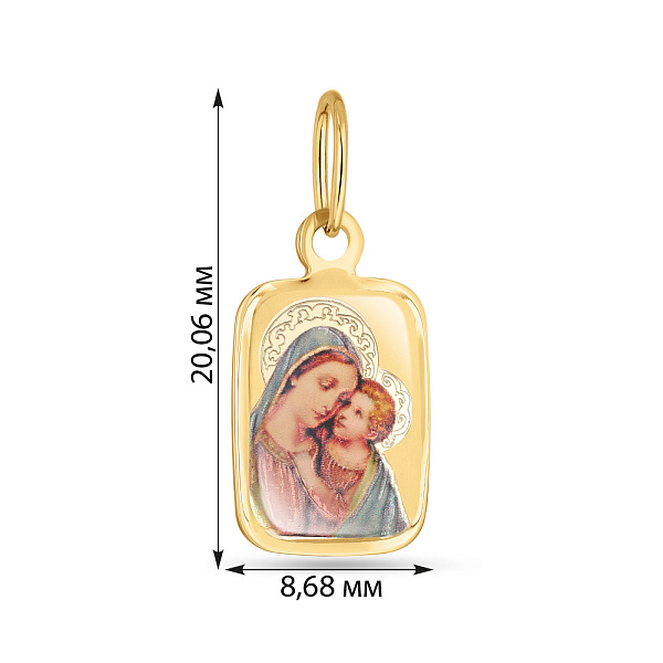 Ладанка из золота Дева Мария и Иисус с эмалью (арт. 422245жМИ) – изображение 2