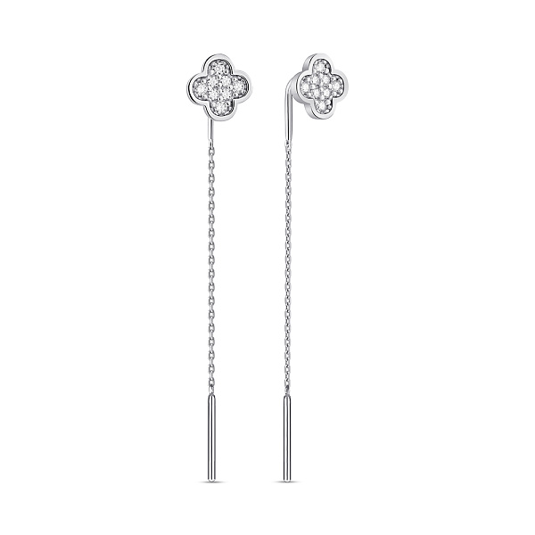 Срібні сережки-протяжки з фіанітами (арт. 7502/462С) – зображення 1