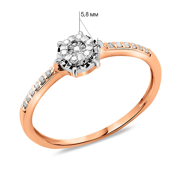 Золота каблучка з діамантами (арт. К011728010) – зображення 4