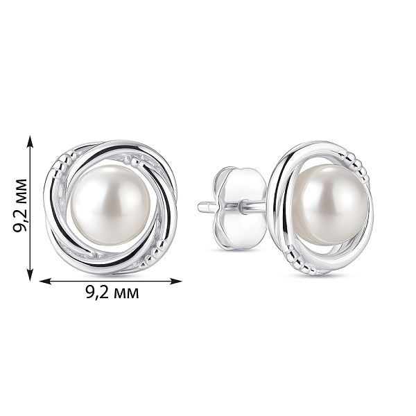 Серебряные серьги-пусеты с жемчугом (арт. 7518/6840жб) – изображение 2