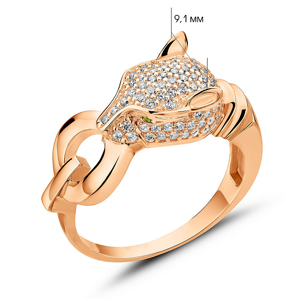 Золотое кольцо Пантера с россыпью камней (арт. 153900з) – изображение 5