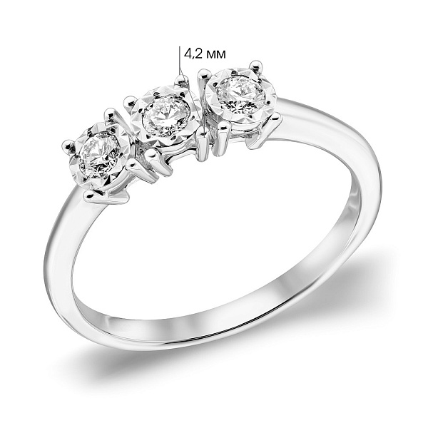 Каблучка з білого золота з діамантами (арт. К341360020б) – зображення 2