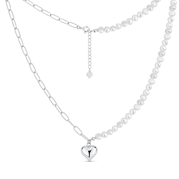 Срібне кольє з перлами (арт. 7507/2347жб) – зображення 2