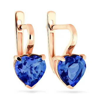 Серьги из красного золота Сердце с кварцем (арт. 110362ПСс)