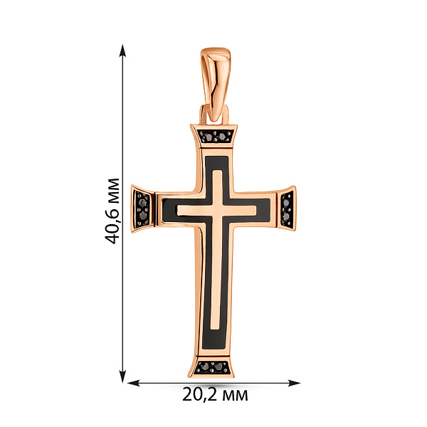 Золотий хрестик з емаллю і фіанітами (арт. 424939ч) – зображення 4