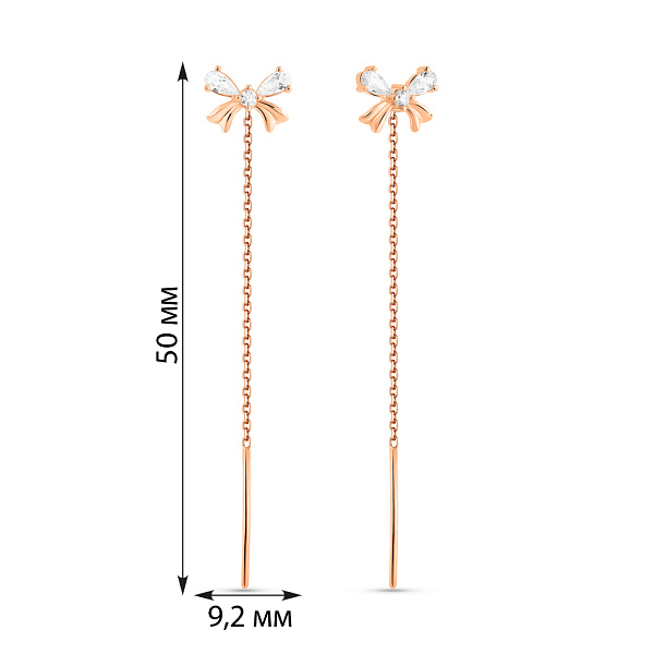 Золоті сережки-протяжки Бантики (арт. 111321) – зображення 3