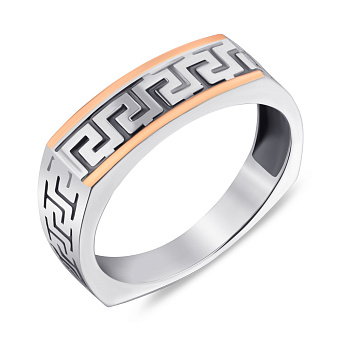 Чоловіча каблучка зі срібла з золотими накладками (арт. 7206/347кп)