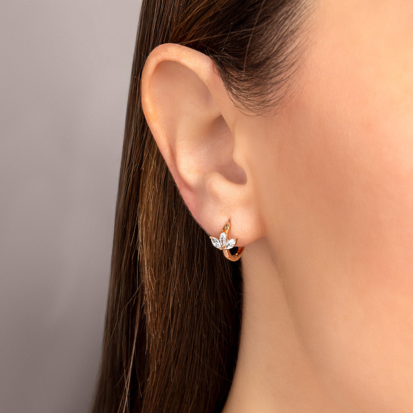 Детские золотые серьги с фианитами (арт. 1101092) – изображение 4