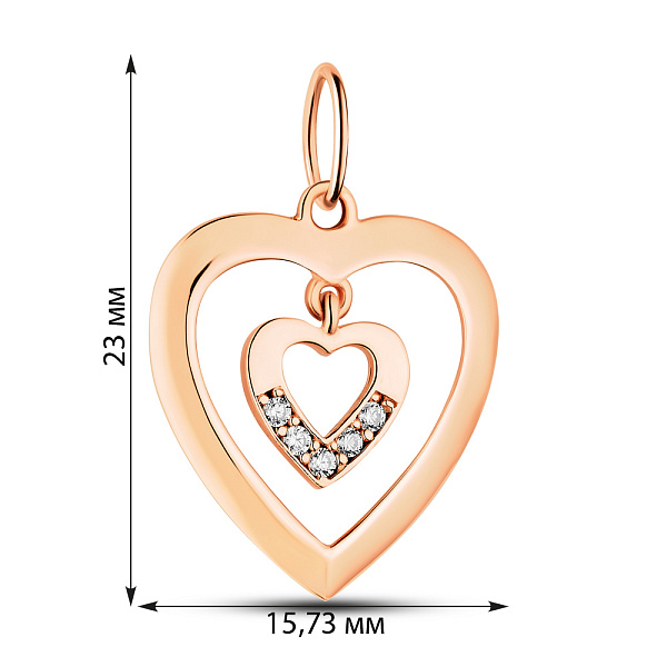 Золота підвіска «Сердечко» з фіанітами (арт. 423791) – зображення 2