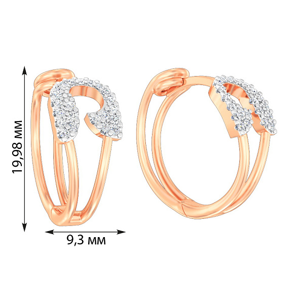 Золоті сережки Шпильки з фіанітами (арт. 114600) – зображення 2