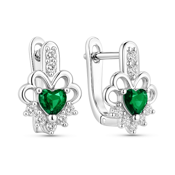 Серебряные серьги с фианитами и альпинитом (арт. 7502/10167аз) – изображение 1