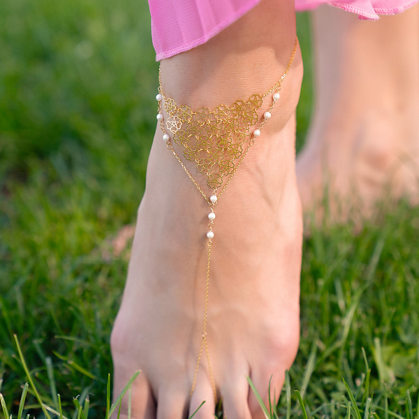 Золотой слейв-браслет на ногу Francelli (арт. 3261038жпрлбн) – изображение 2