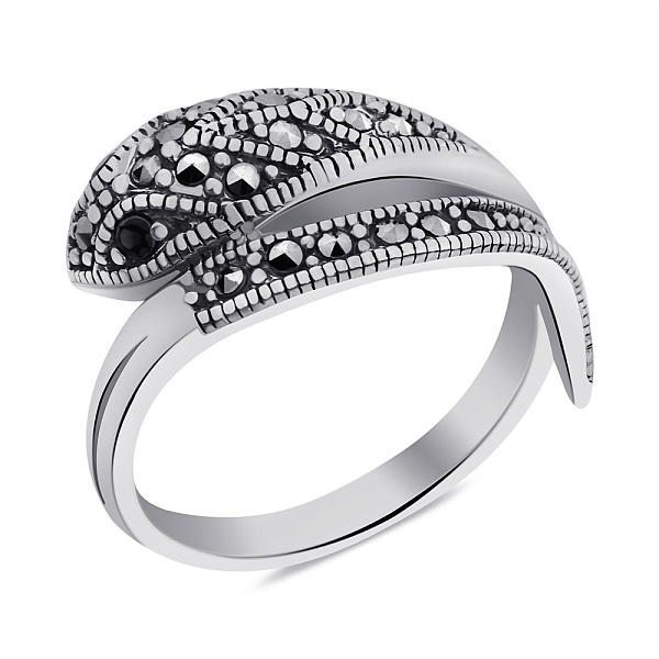 Серебряное кольцо Змея с альпинитами и марказитами (арт. 7401/8050мркак) – изображение 1