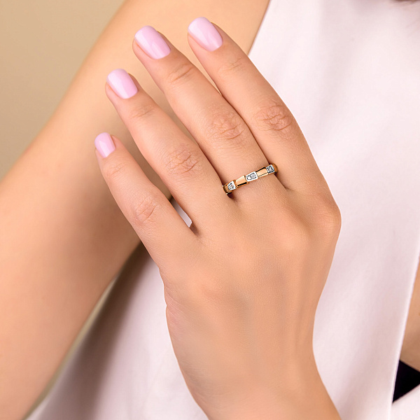 Каблучка з червоного золота з фіанітами (арт. 156360) – зображення 3