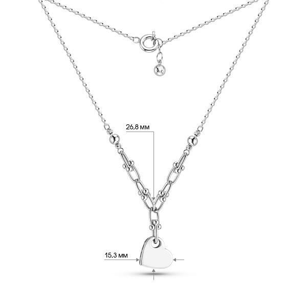 Колье Сердечко из белого золота (арт. 352445б) – изображение 3