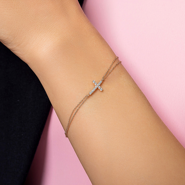 Браслет с крестиком из красного золота (арт. 326019) – изображение 2