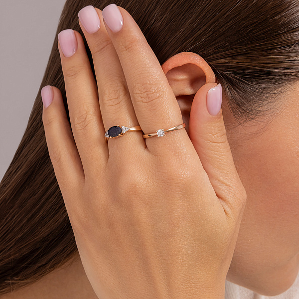 Кольцо из красного золота с бриллиантом (арт. К011089010) – изображение 3