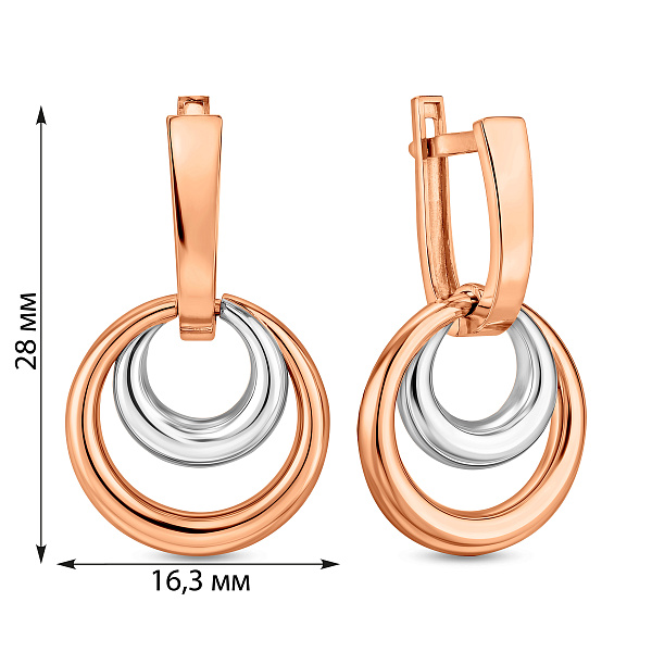 Серьги-подвески из красного золота с родированием (арт. 1092125р) – изображение 2