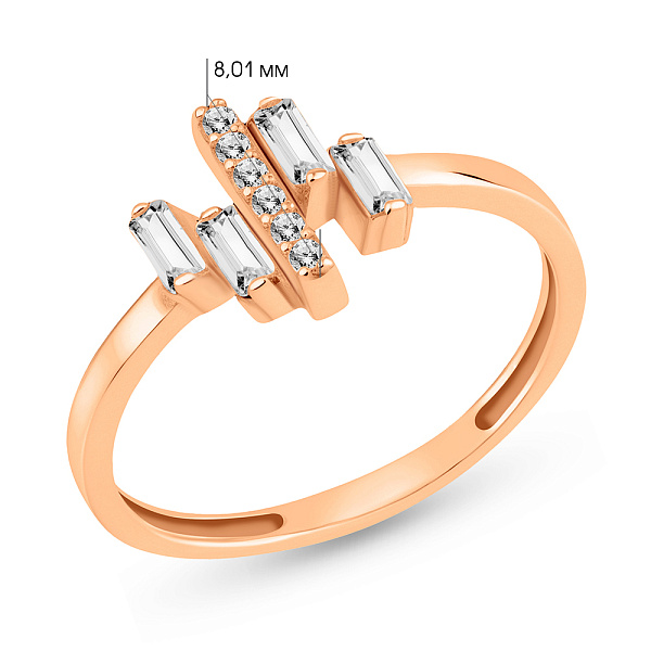 Каблучка з червоного золота з фіанітами (арт. 155580) – зображення 3