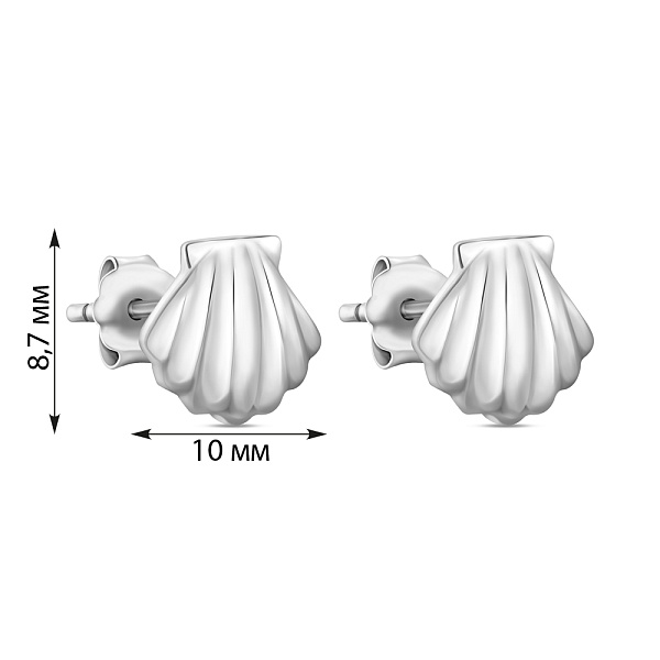 Серьги-пусеты Ракушка из серебра (арт. 7518/6876) – изображение 2