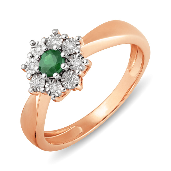 Золота каблучка зі смарагдом та діамантами (арт. К011062и) – зображення 1