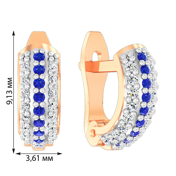 Золоті дитячі сережки з синіми фіанітами  (арт. 110317с) – зображення 5