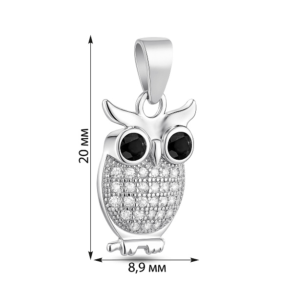Серебряная подвеска сова с фианитами (арт. 7503/4860ч) – изображение 2