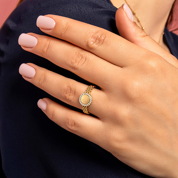 Каблучка з жовтого золота з фіанітами (арт. 140907ж) – зображення 2