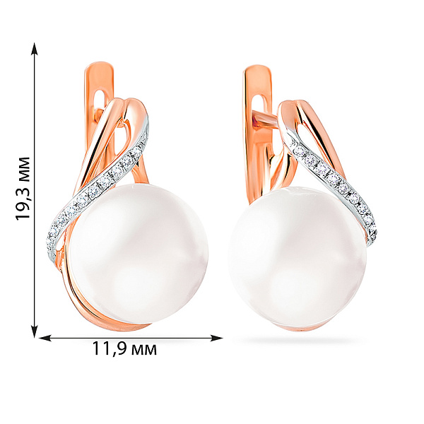 Серьги золотые с жемчугом и бриллиантами (арт. С011190) – изображение 3