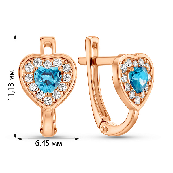 Золотые серьги сердечко с фианитами (арт. 1101309г) – изображение 2