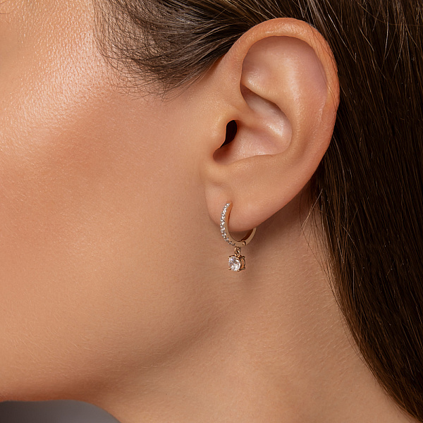 Золотые серьги с фианитами (арт. 110556) – изображение 2