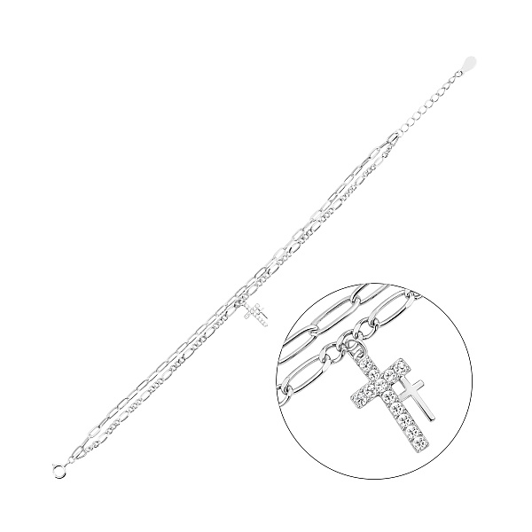 Двойной серебряный браслет с крестиком (арт. 7509/5332) – изображение 1
