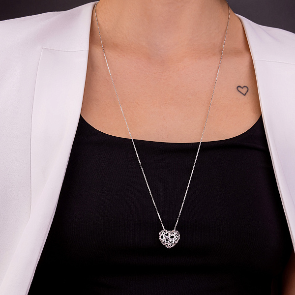 Колье Сердце из белого золота (арт. 360209б) – изображение 3