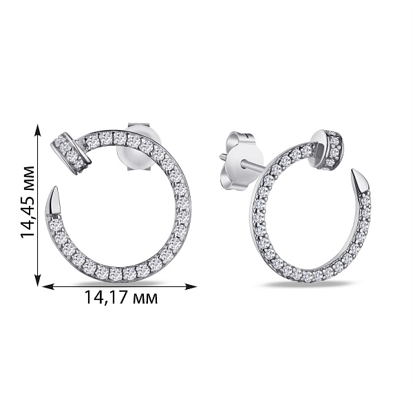 Пусети зі срібла "Цвяхи" з фіанітами (арт. 7518/5953) – зображення 2
