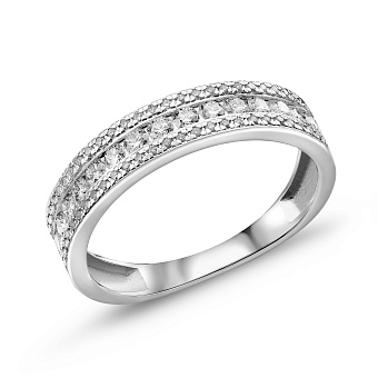 Фото Кольцо из белого золота с дорожками из бриллиантов (арт. К011312050б)