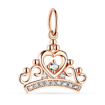 Фото Золотой кулон Корона с фианитами (арт. 424096)