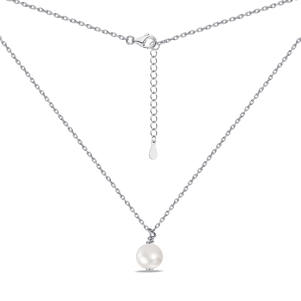 Срібне кольє з перлиною (арт. 7507/1763жб) – зображення 2