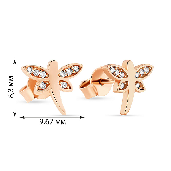 Золоті пусети «Бабка» з фіанітами (арт. 107350) – зображення 2