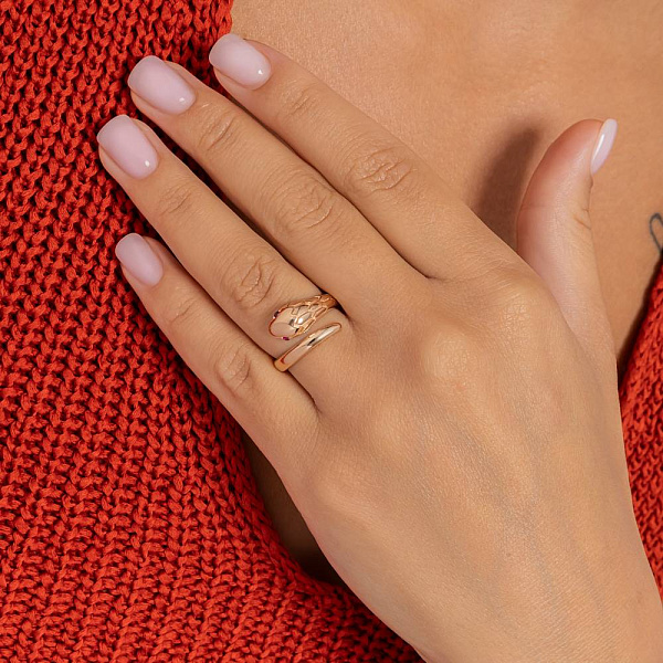 Золота каблучка Змія з фіанітами (арт. 156672млн) – зображення 2