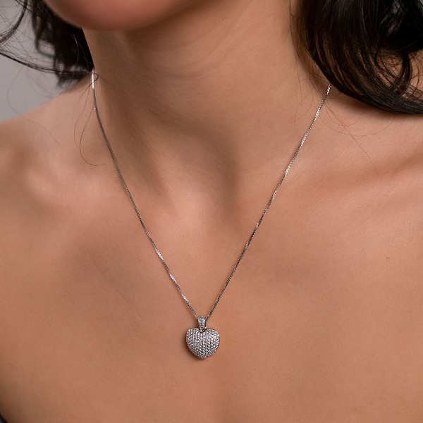 Золотой кулон Сердечко с бриллиантами (арт. П28133080б) – изображение 4