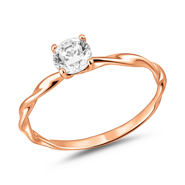 Золотое кольцо с фианитом (арт. 1401013) – изображение 1