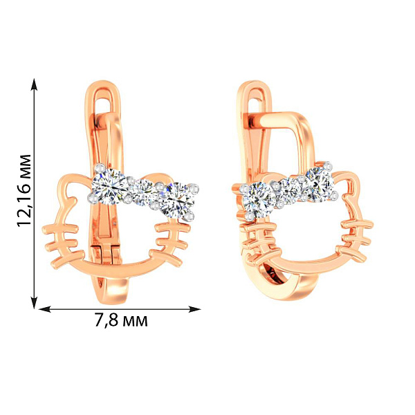 Детские серьги "Котята" из красного золота (арт. 110918) – изображение 4